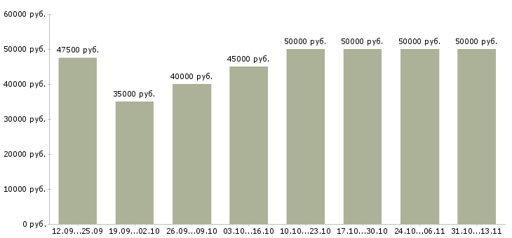 Вакансии «менеджер по организации презентаций»-Медиана зарплаты по вакансии «менеджер по организации презентаций» за 2 месяца